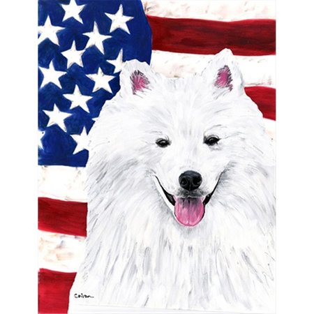 PATIOPLUS 28 x 40 in. Usa American Flag With American Eskimo Flag Canvas House Size PA2554870